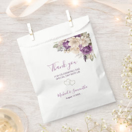 Sacolinha Casamento Elegante com Rosa Roxa e Marfim