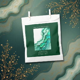 Sacolinha Casamento Elegante de Teal Marble Watercolor