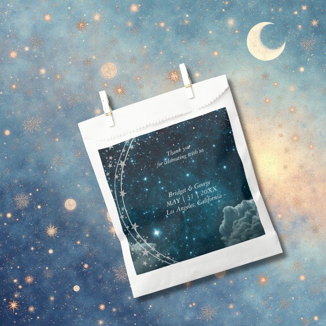 Sacolinha casamento elegante do céu da galáxia azul (Criador carregado)