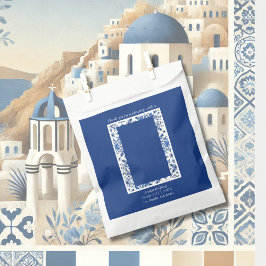 Sacolinha Casamento Elegante Grego Azul e Branco