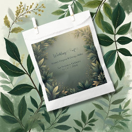 Sacolinha casamento elegante na natureza em verde escuro