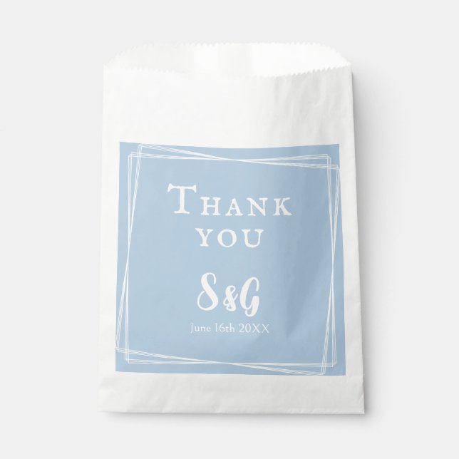Sacolinha Casamento Elegante Personalizado Script Azul Claro (Frente)
