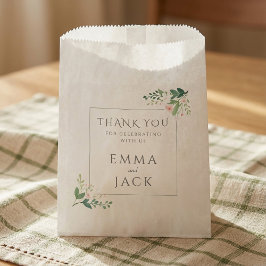 Sacolinha Casamento em moldura floral verde e rosa elegante