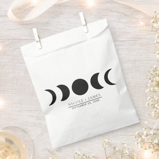 Sacolinha Casamento Fase da Lua Luxo Lunar Preto e Creme  (Cortado)