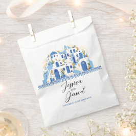 Sacolinha Casamento Favor Bolsas Santorini Grécia Azul Branc