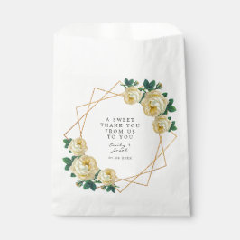 Sacolinha Casamento Floral Amarelo Elegante Geo Glitter Dour