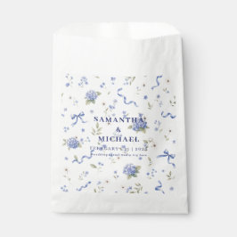 Sacolinha Casamento Floral Aquarela Azul Marinho