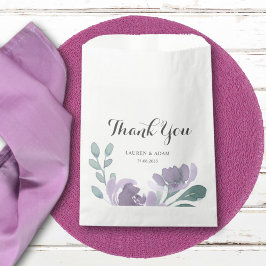 Sacolinha Casamento Floral Aquarela Roxo Boho