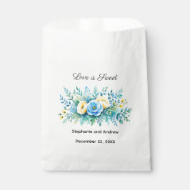 Sacolinha Casamento Floral Azul Amarelo Amor É Doce