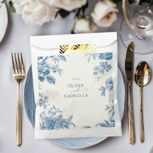 Sacolinha Casamento Floral Azul-Azul, Toile Francesa Elegant
