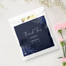 Sacolinha Casamento Floral Azul Chic Silver e Marinho