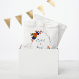 Sacolinha Casamento Floral Azul de Marinho Laranja de Outono