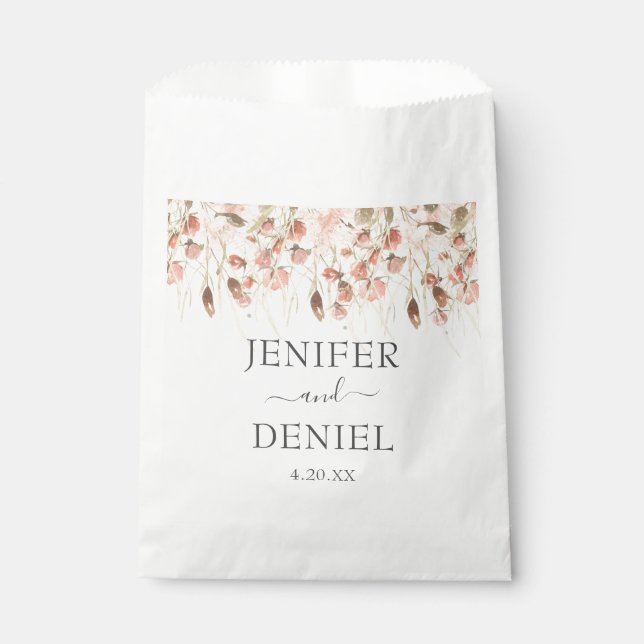 Sacolinha Casamento Floral Boho Aquarela Seca (Frente)