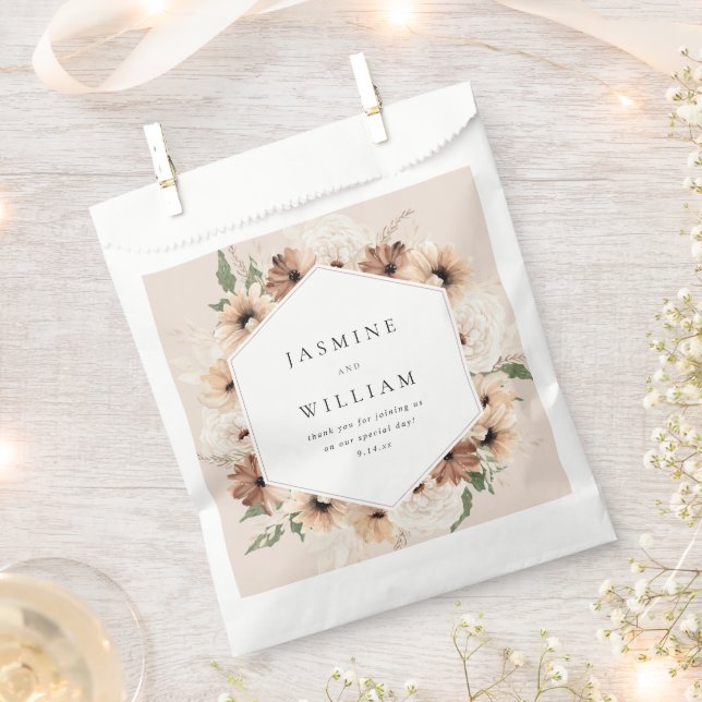 Sacolinha Casamento Floral Boho Neutro Rústico S2- Bege (Cortado)