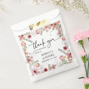 Sacolinha Casamento Floral de Aquarela Elegante