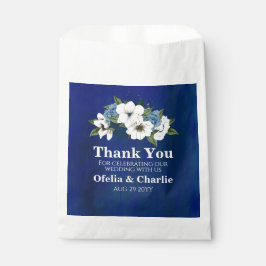 Sacolinha Casamento Floral de Cor Azul-Dusta Azul Cobalto