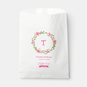 Sacolinha Casamento Floral de Ferida do Monograma Personaliz