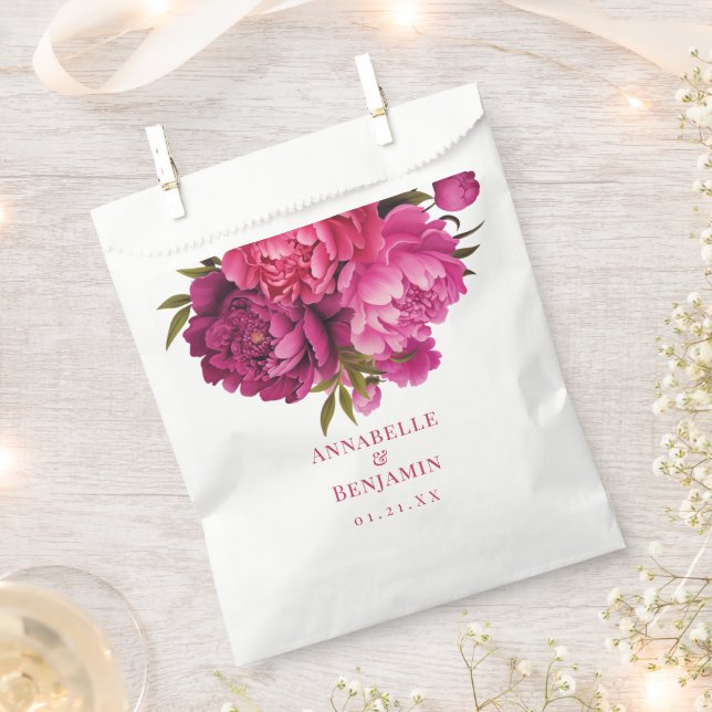 Sacolinha Casamento Floral de Magenta Peony (Cortado)