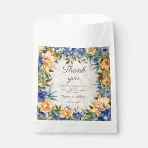 Sacolinha Casamento Floral de Outono Azul Laranja