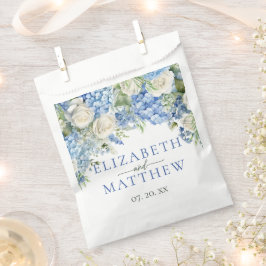 Sacolinha Casamento Floral de Rosas Brancas de Hydrangea Azu