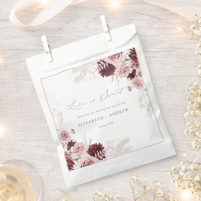 Sacolinha Casamento Floral de Rosas Rosa Espelhadas Elegante (Cortado)