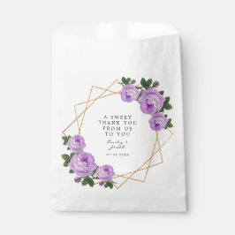 Sacolinha Casamento Floral Dourado Glitter Geo Elegante Roxo