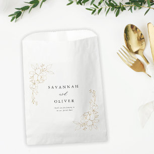 Sacolinha Casamento Floral Dourado Lined