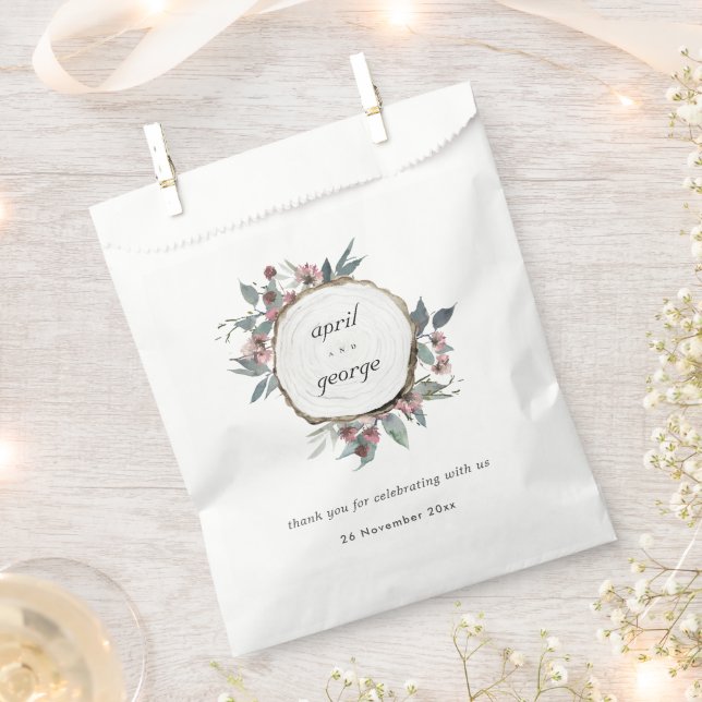 Sacolinha Casamento Floral Eucalyptus, Cor-de-Rosa Selvagem, (Cortado)