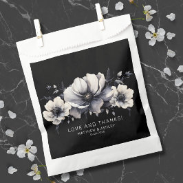 Sacolinha Casamento Floral Negro Elegante Obrigado