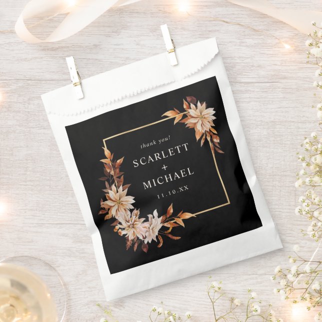 Sacolinha Casamento Floral Preto (Cortado)