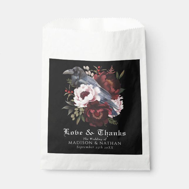 Sacolinha Casamento Floral Raven Raven Gótico Romântico (Frente)