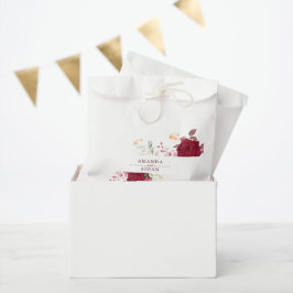 Sacolinha Casamento Floral Rosa Vermelha Borgonha Rústica