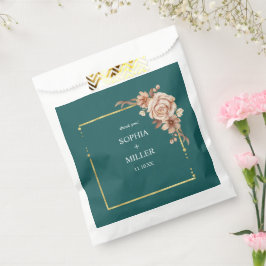 Sacolinha Casamento Floral Terracota Aquarela Azul Outono