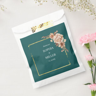 Sacolinha Casamento Floral Terracota Aquarela Azul Outono
