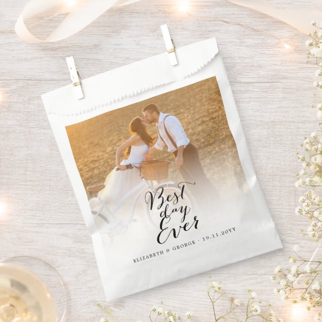 Sacolinha Casamento Fotográfico com Caligrafia no Melhor Dia (Cortado)