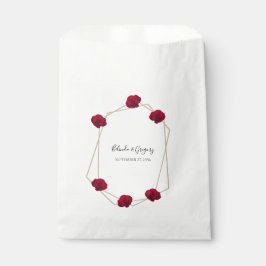 Sacolinha Casamento Geométrico de Rosas vermelhas Elegante