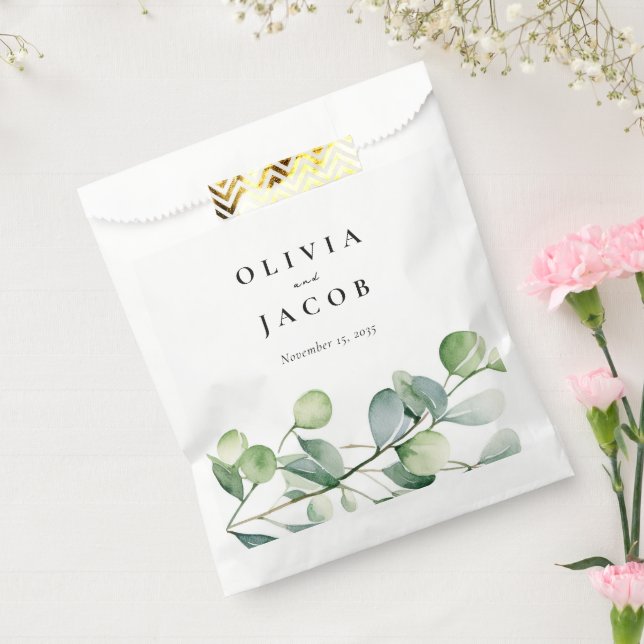 Sacolinha Casamento Greenery Eucalyptus Watercolor (Selado)