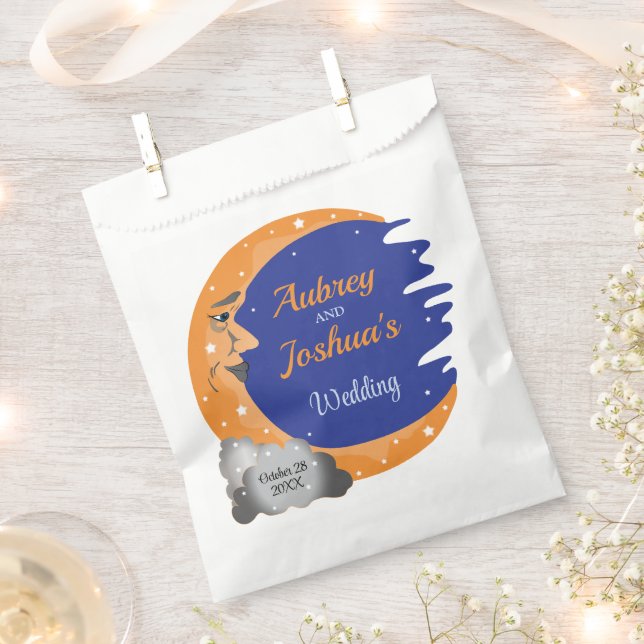 Sacolinha Casamento Laranja & Azul Além da Lua Personalizado (Cortado)