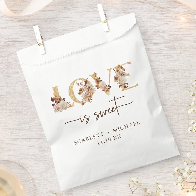 Sacolinha Casamento Love Is Sweet (Love Is Sweet Autumn Floral White Wedding Favor Bag by Painted Paperie
)