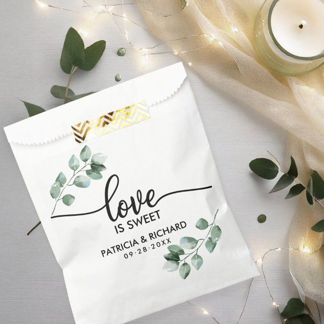 Sacolinha Casamento Love Is Sweet Greenery (Criador carregado)