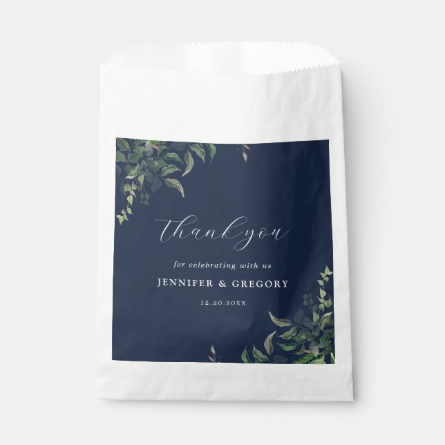 Sacolinha Casamento marinho Azul Verde Botânico (Frente)