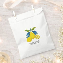 Sacolinha Casamento Mediterrâneo Aquarela Limão Amarelo Azul