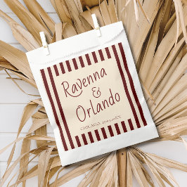 Sacolinha Casamento Minimalista Retro com Listras Burgundy P