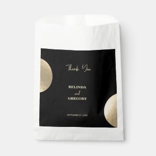 Sacolinha Casamento moderno de preto e Abstrato Dourado cont