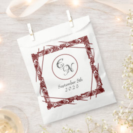 Sacolinha Casamento Monograma Branco-Borgonha Aberta