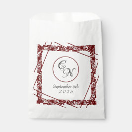Sacolinha Casamento Monograma Branco-Borgonha Aberta