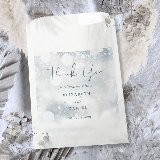 Sacolinha Casamento na Neve de Inverno Obrigado (Winter Wonderland Snow Wedding Thank You Favor Bag)