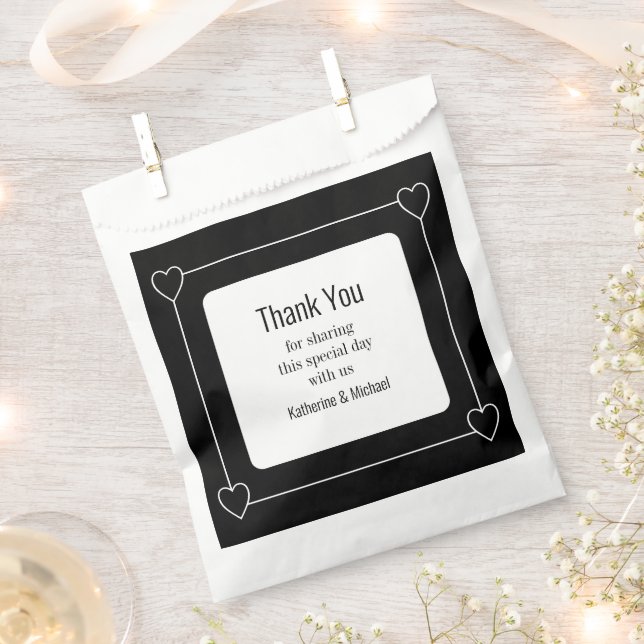 Sacolinha Casamento Negro de Corações Simples e Romântico (Cortado)