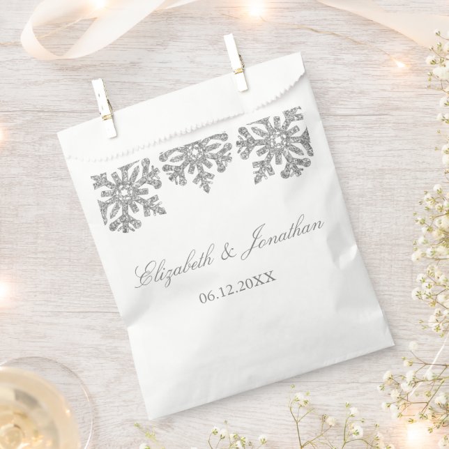 Sacolinha Casamento no inverno Silver Snowflake (Cortado)