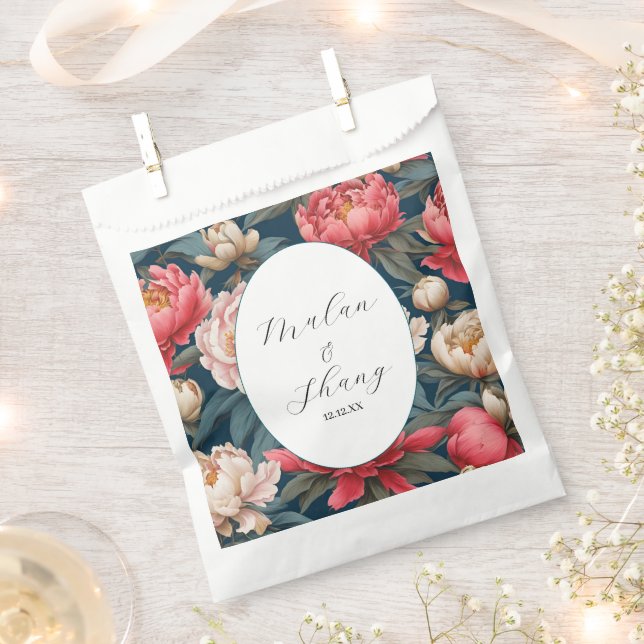 Sacolinha Casamento Oriental de Pêonias Brancas e Rosa (Cortado)